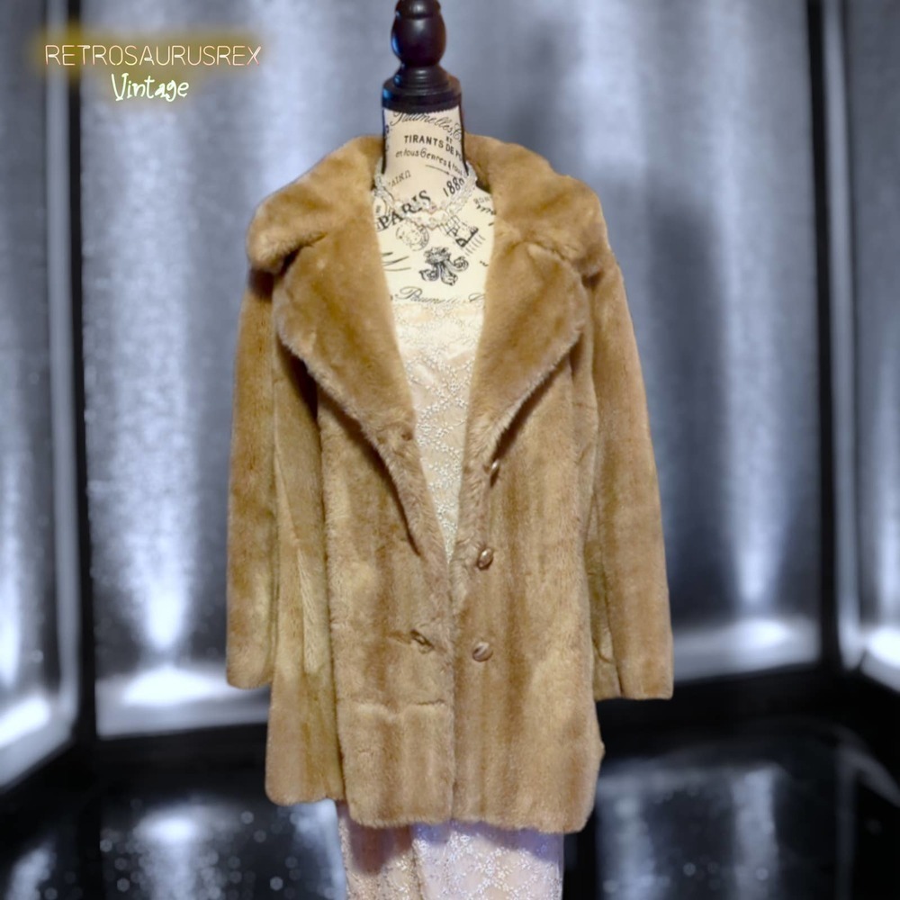 Vintage Tissavel 1950’s Retro Pinup Faux Fur Swing Coat Jacket, XL - Picture 5 of 8